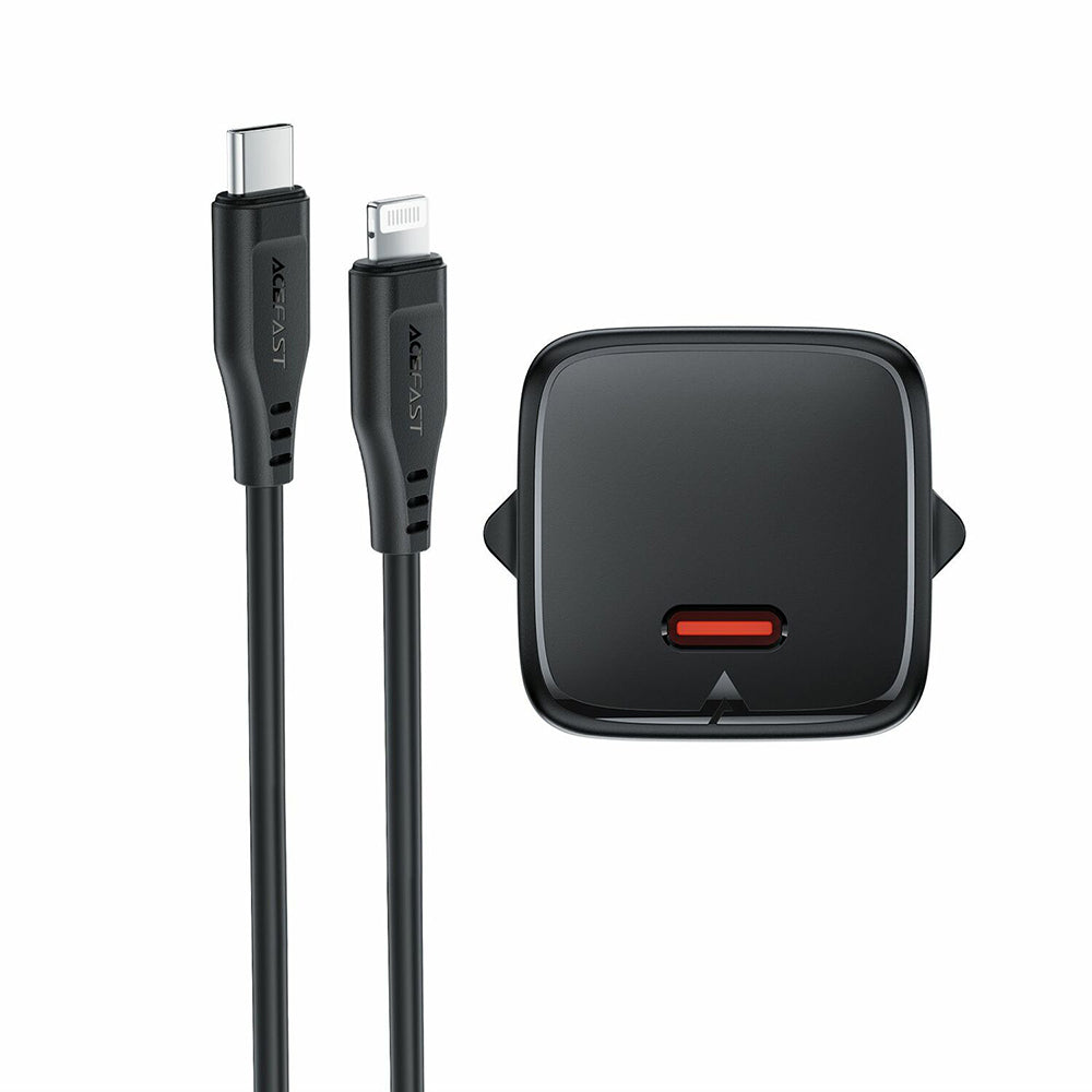 Punjač za mrežu sa Lightning kablom Acefast A118, 30W, 3A, 1 x USB-C, Crni