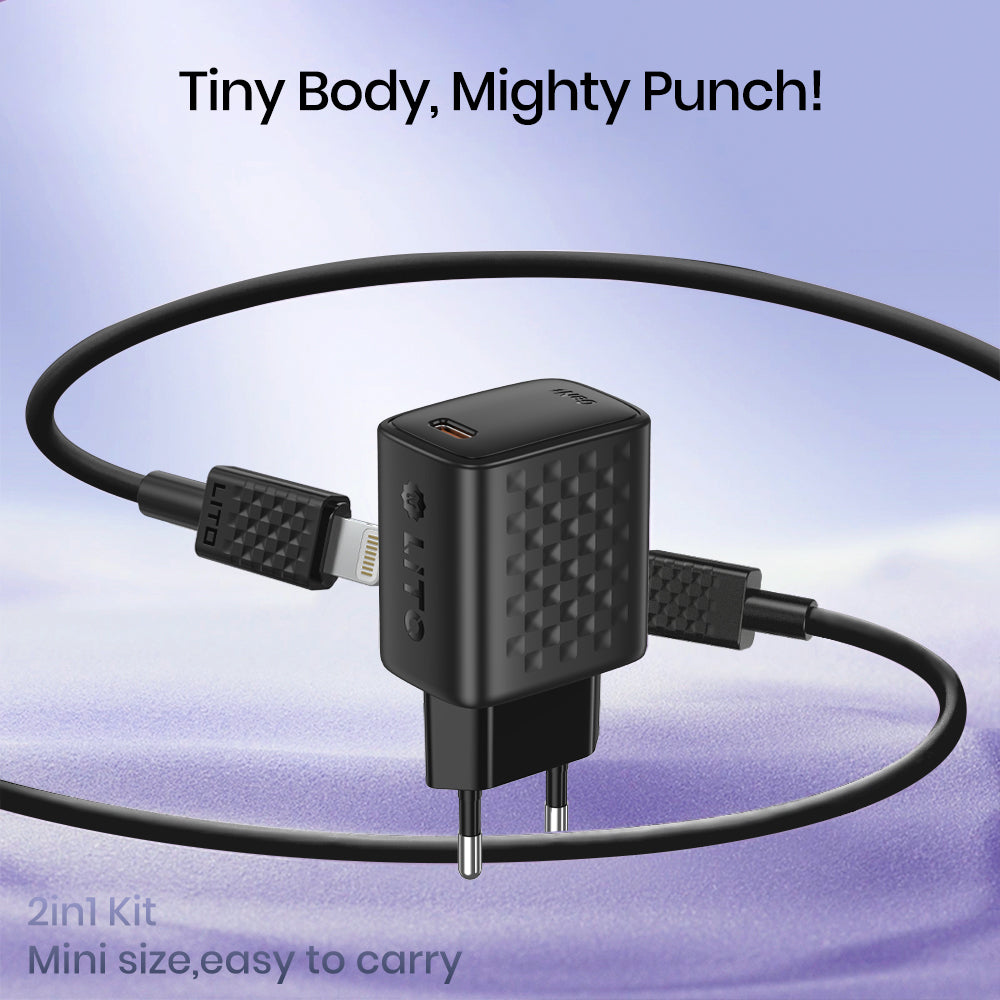 Punjač mreže sa Lightning kablom Lito LC17L, 30W, 3A, 1 x USB-C, Crni