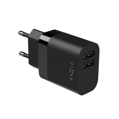 Punjač mreže sa microUSB kablom Fixed, 17W, 3A, 2 x USB-A, Crni