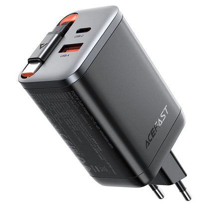 Punjač za mrežu sa USB-C kablom Acefast A111, 67W, 3A, 1 x USB-A - 1 x USB-C, Crni