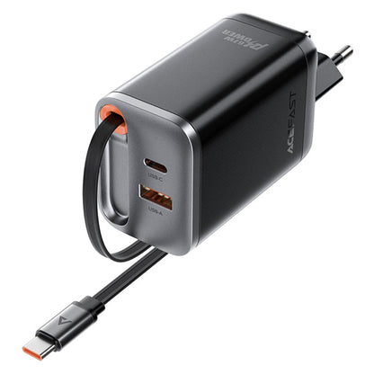 Punjač za mrežu sa USB-C kablom Acefast A111, 67W, 3A, 1 x USB-A - 1 x USB-C, Crni