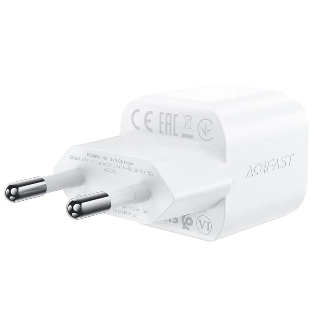 Punjač mreže sa USB-C kablom Acefast A77, 30W, 3A, 1 x USB-C, Beli