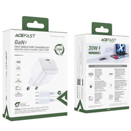Punjač mreže sa USB-C kablom Acefast A77, 30W, 3A, 1 x USB-C, Beli