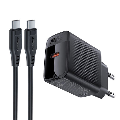 Punjač za mrežu sa USB-C kablom Acefast A82, 20W, 3A, 1 x USB-C, Crni