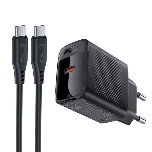 Punjač za mrežu sa USB-C kablom Acefast A82, 20W, 3A, 1 x USB-C, Crni