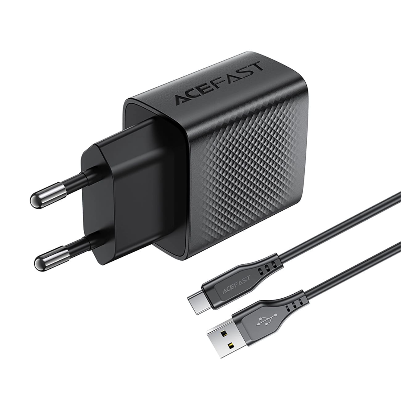 Punjač mreže sa USB-C kablom Acefast A90, 18W, 3A, 1 x USB-A, Crni