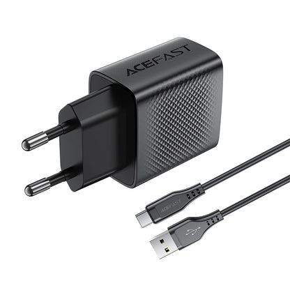Punjač mreže sa USB-C kablom Acefast A90, 18W, 3A, 1 x USB-A, Crni