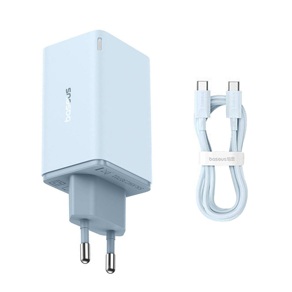Punjač za mrežu sa USB-C kablom Baseus GaN6 Pro, 65W, 3.25A, 2 x USB-A - 2 x USB-C, Plavi E0121D00