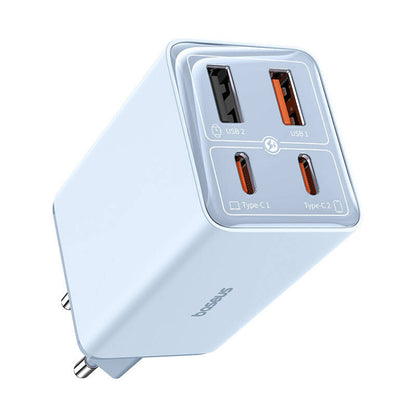 Punjač za mrežu sa USB-C kablom Baseus GaN6 Pro, 65W, 3.25A, 2 x USB-A - 2 x USB-C, Plavi E0121D00