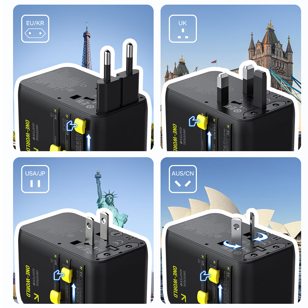 Punjač za mrežu sa USB-C kablom Baseus Travel PicoGo AG11, 45W, 2 x utičnica - 1 x USB-C - 2 x USB-A, Crni E0307F00