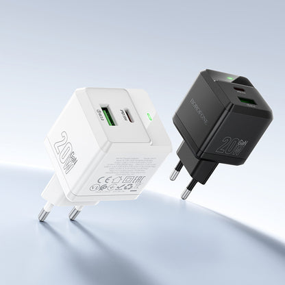 Punjač mreže sa USB-C kablom Borofone BN19 Intenso, 20W, 3A, 1 x USB-A - 1 x USB-C, Beli