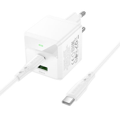 Punjač mreže sa USB-C kablom Borofone BN19 Intenso, 20W, 3A, 1 x USB-A - 1 x USB-C, Beli