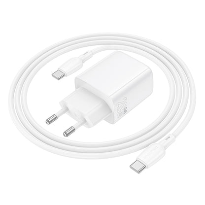 Punjač za mrežu sa USB-C kablom Borofone BN27 Fuente, 20W, 3A, 1 x USB-A - 1 x USB-C, Beli