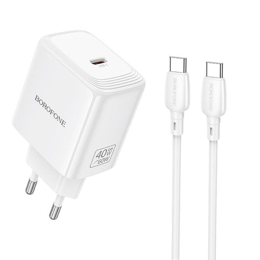 Mrežni punjač sa USB-C kablom Borofone BN33 Fuente, 40W, 1 x USB-C, Bela