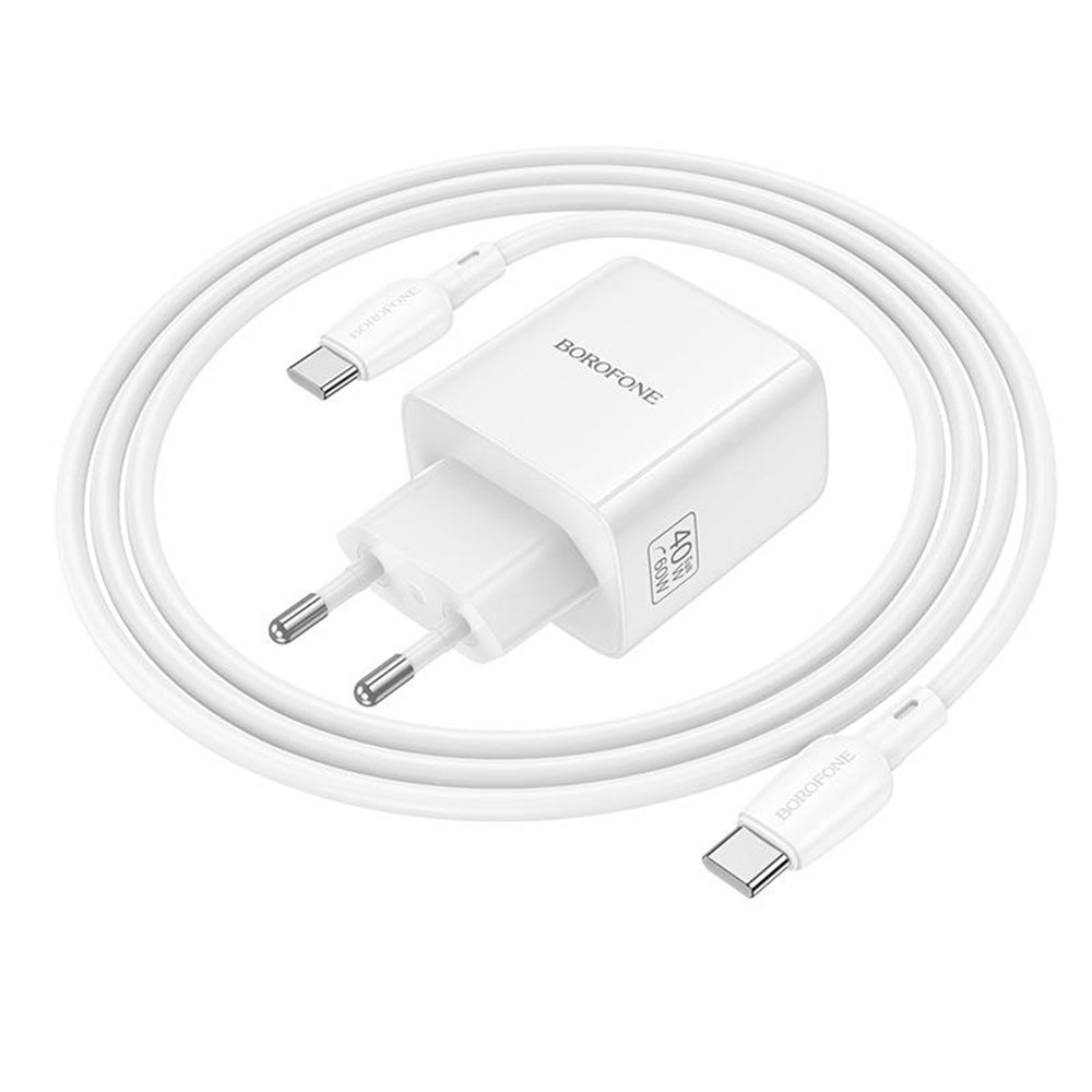Mrežni punjač sa USB-C kablom Borofone BN33 Fuente, 40W, 1 x USB-C, Bela