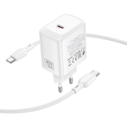 Mrežni punjač sa USB-C kablom Borofone BN33 Fuente, 40W, 1 x USB-C, Bela