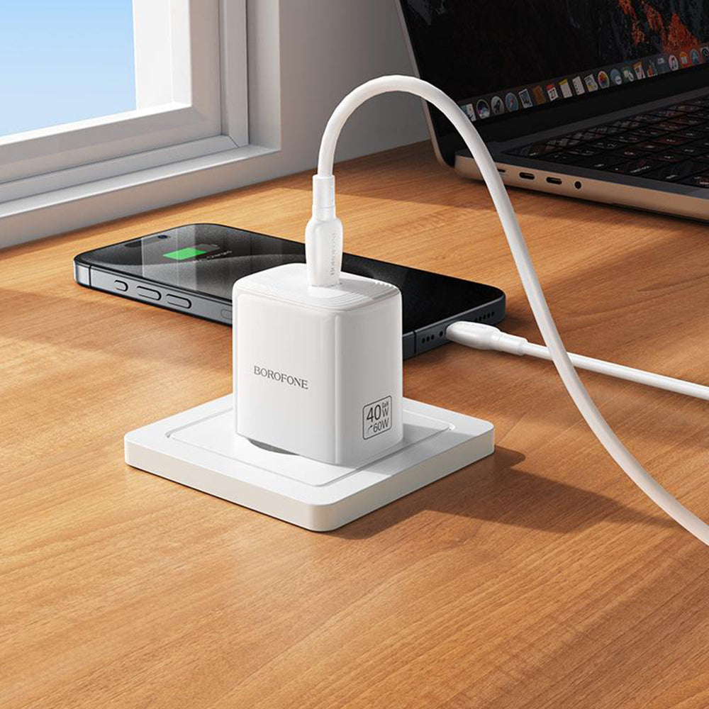 Mrežni punjač sa USB-C kablom Borofone BN33 Fuente, 40W, 1 x USB-C, Bela