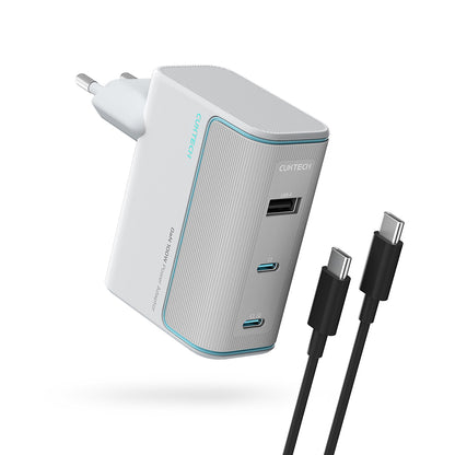 Mrežni punjač sa USB-C kablom Cuktech, 100W, 5A, 1 x USB-A - 2 x USB-C, Bela CKAD1003EUGW
