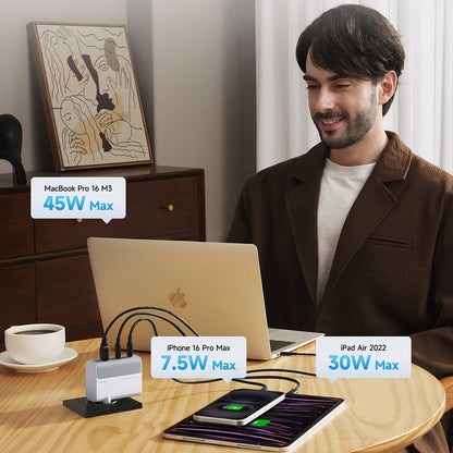 Mrežni punjač sa USB-C kablom Cuktech, 100W, 5A, 1 x USB-A - 2 x USB-C, Bela CKAD1003EUGW