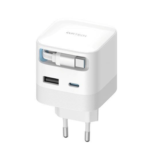 Mrežni punjač sa USB-C kablom Cuktech, 67W, 3.25A, 1 x USB-A - 1 x USB-C, Bela CUKA653WEUWT