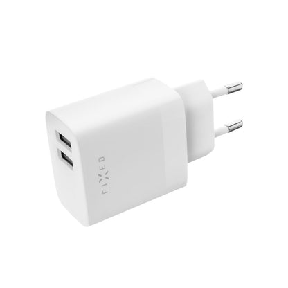 Punjač mreže sa USB-C kablom Fixed, 17W, 3A, 2 x USB-A, Beli