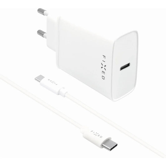 Punjač mreže sa USB-C kablom Fixed, 20W, 3A, 1 x USB-C, Beli