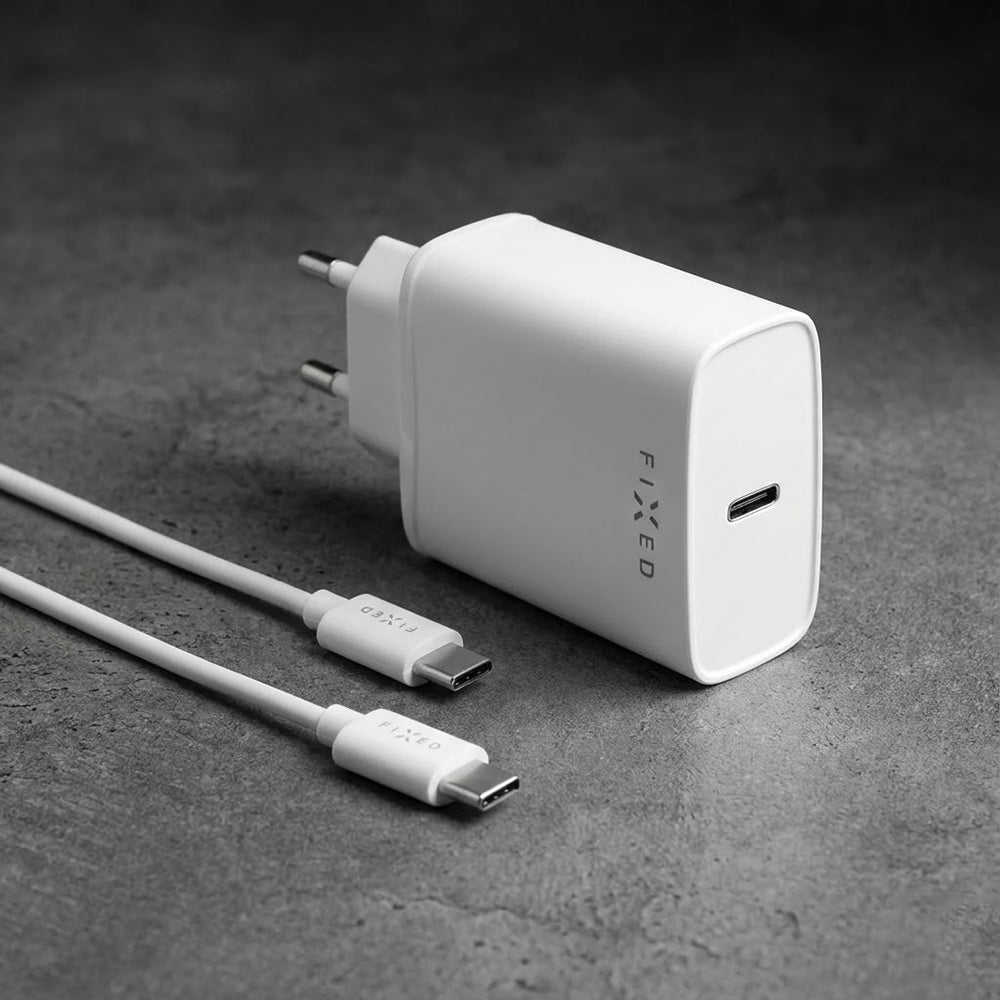 Punjač mreže sa USB-C kablom Fixed, 20W, 3A, 1 x USB-C, Beli