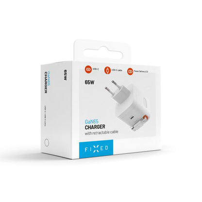 Punjač mreže sa USB-C kablom Fixed, 65W, 3.25A, 1 x USB-C, Crni