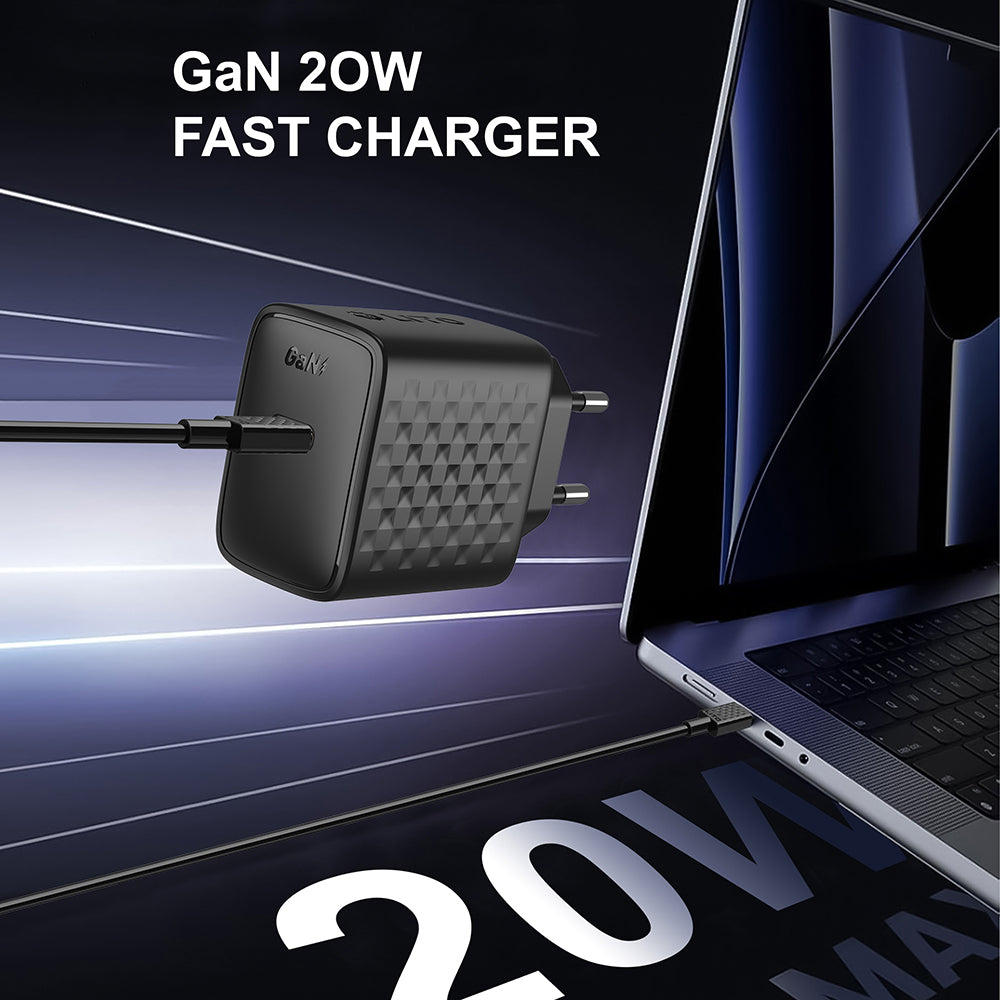 Punjač za mrežu sa USB-C kablom Lito LC13T, 20W, 3A, 1 x USB-C, Crni