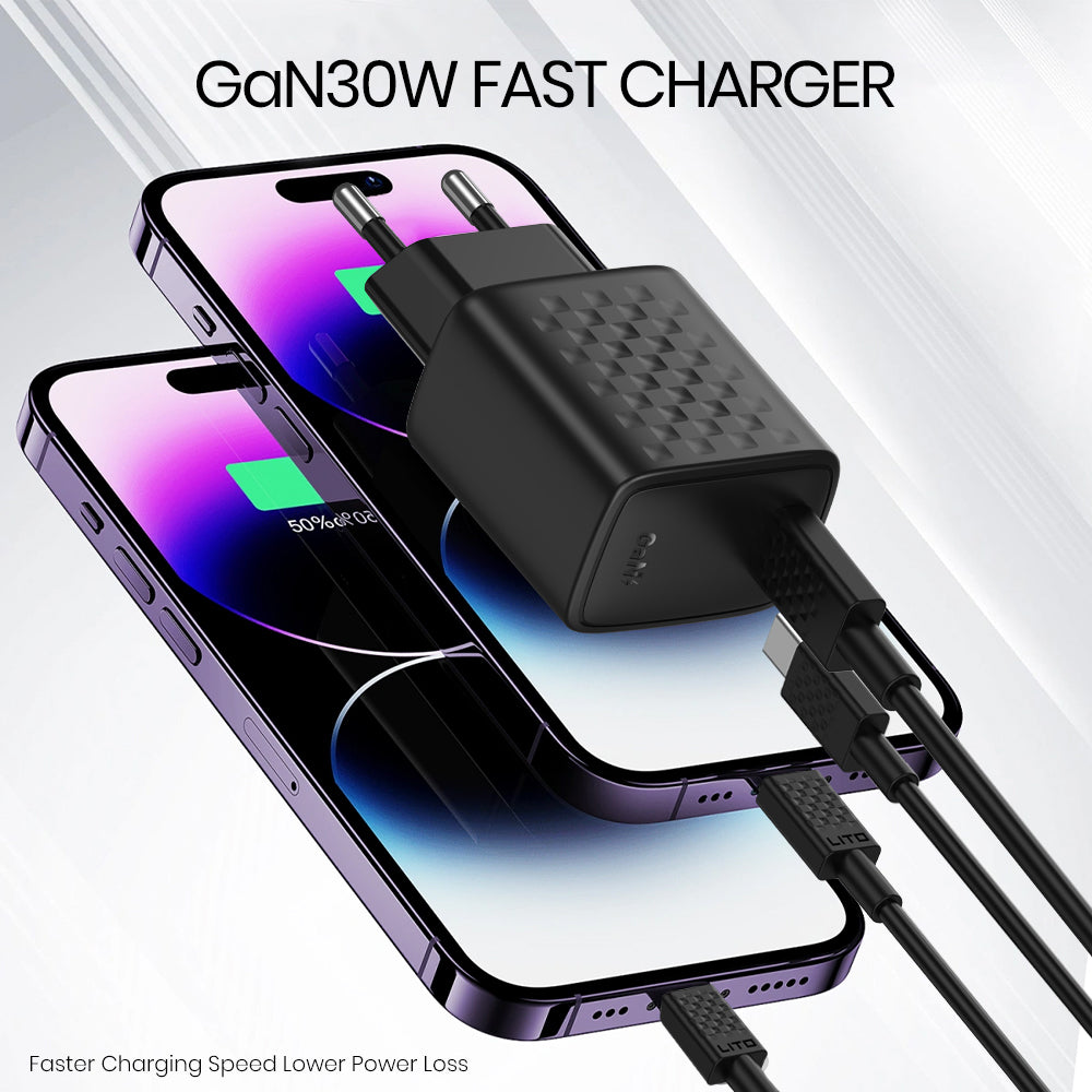 Punjač mreže sa USB-C kablom Lito LC17T, 30W, 3A, 1 x USB-C, Crni