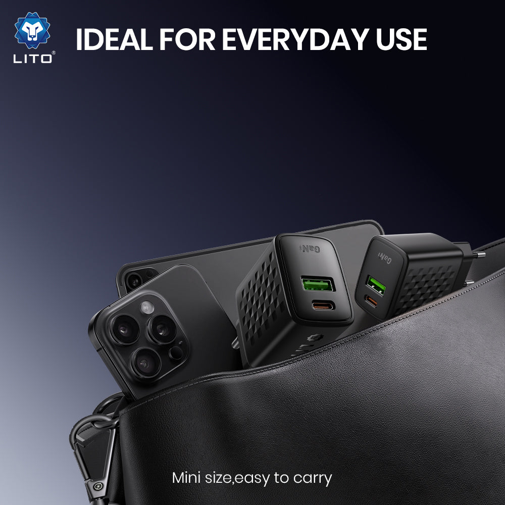 Punjač Mreže Sa USB-C Kabelom Lito LC19T, 30W, 3A, 1 x USB-A - 1 x USB-C, Crni