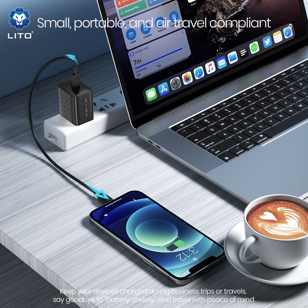 Punjač mreže sa USB-C kablom Lito LC20T, 45W, 3A, 1 x USB-C, Crni