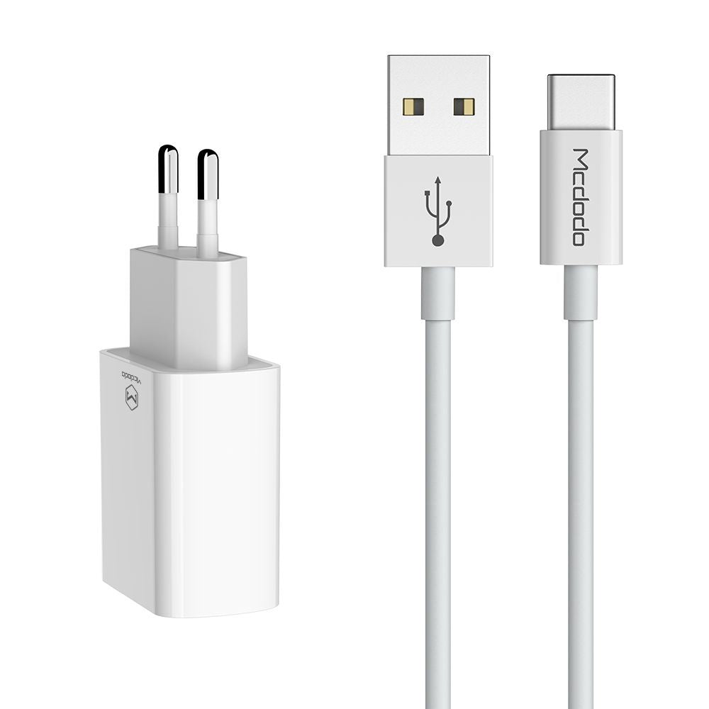 Punjač Mreže Sa USB-C Kabelom McDodo CH-6721 Ponuda, 12W, 2.4A, 2 x USB-A, Beli