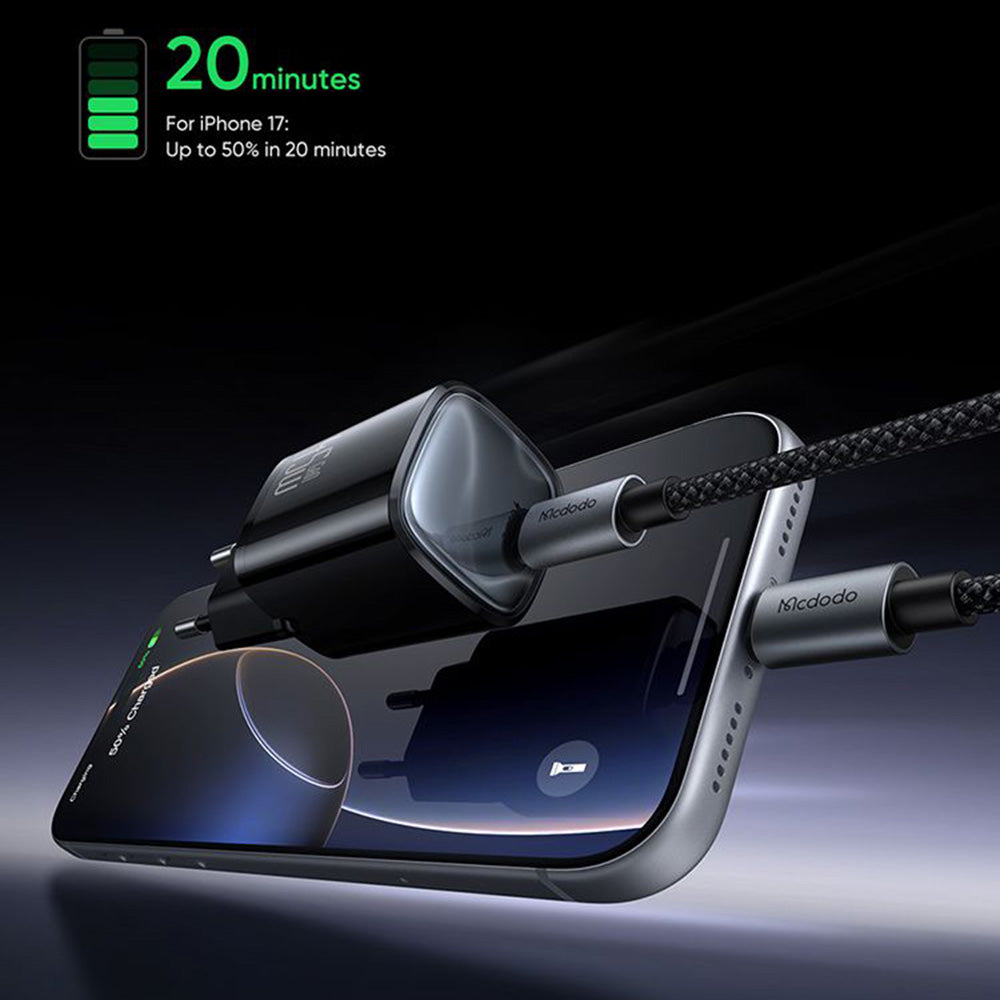 Punjač za mrežu sa USB-C kablom Mcdodo Nano CH-4433, 45W, 3A, 1 x USB-C, Crna