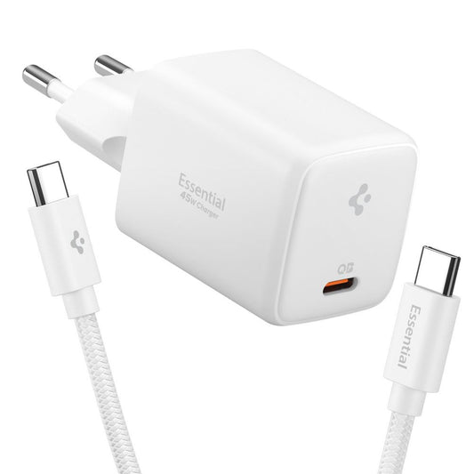 Punjač za mrežu sa USB-C kablom Spigen EE451EU Essential, 45W, 3A, 1 x USB-C, Beli ACH09473