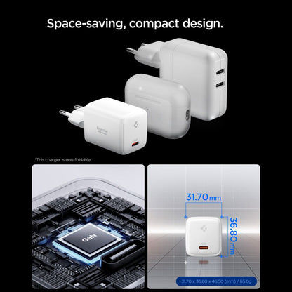 Punjač za mrežu sa USB-C kablom Spigen EE451EU Essential, 45W, 3A, 1 x USB-C, Beli ACH09473