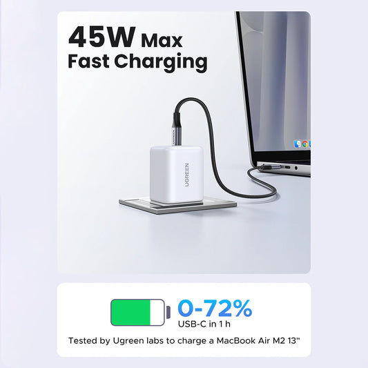 Mrežni punjač sa USB-C kablom UGREEN X524 (65055), 45W, 3A, 1 x USB-C, Bela