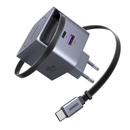 Punjač mreže sa USB-C kablom UGREEN X614, 45W, 3A, 1 x USB-A - 1 x USB-C, Sivi