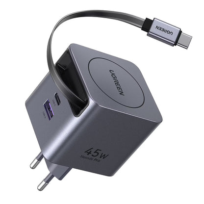 Punjač mreže sa USB-C kablom UGREEN X614, 45W, 3A, 1 x USB-A - 1 x USB-C, Sivi