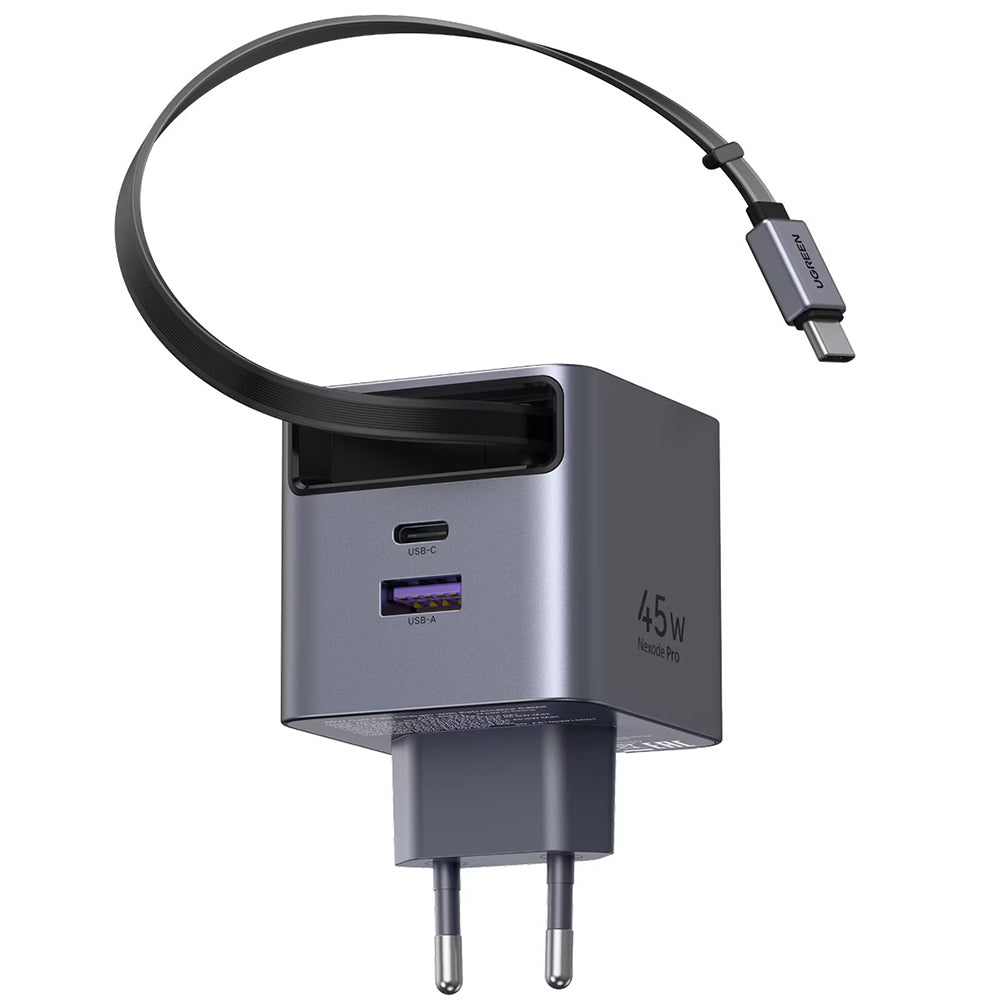 Punjač mreže sa USB-C kablom UGREEN X614, 45W, 3A, 1 x USB-A - 1 x USB-C, Sivi