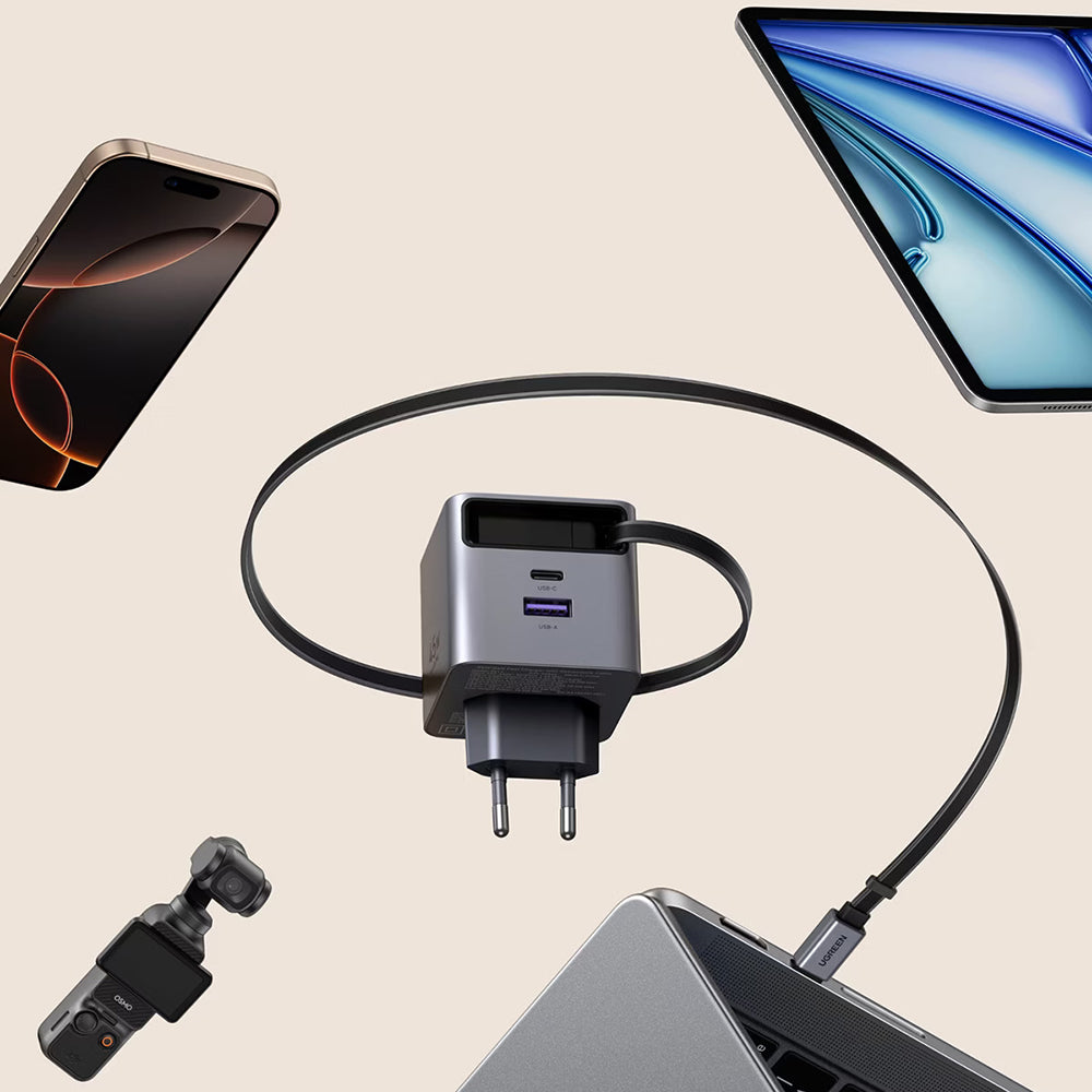 Punjač mreže sa USB-C kablom UGREEN X614, 45W, 3A, 1 x USB-A - 1 x USB-C, Sivi
