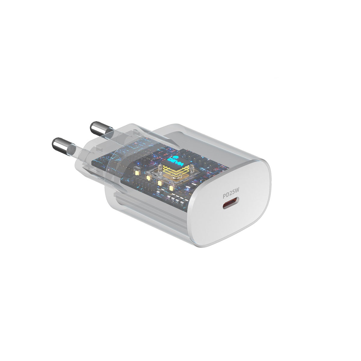 Punjač za mrežu sa USB-C kablom DEVIA RLC-383, 25W, 3A, 1 x USB-C, Beli
