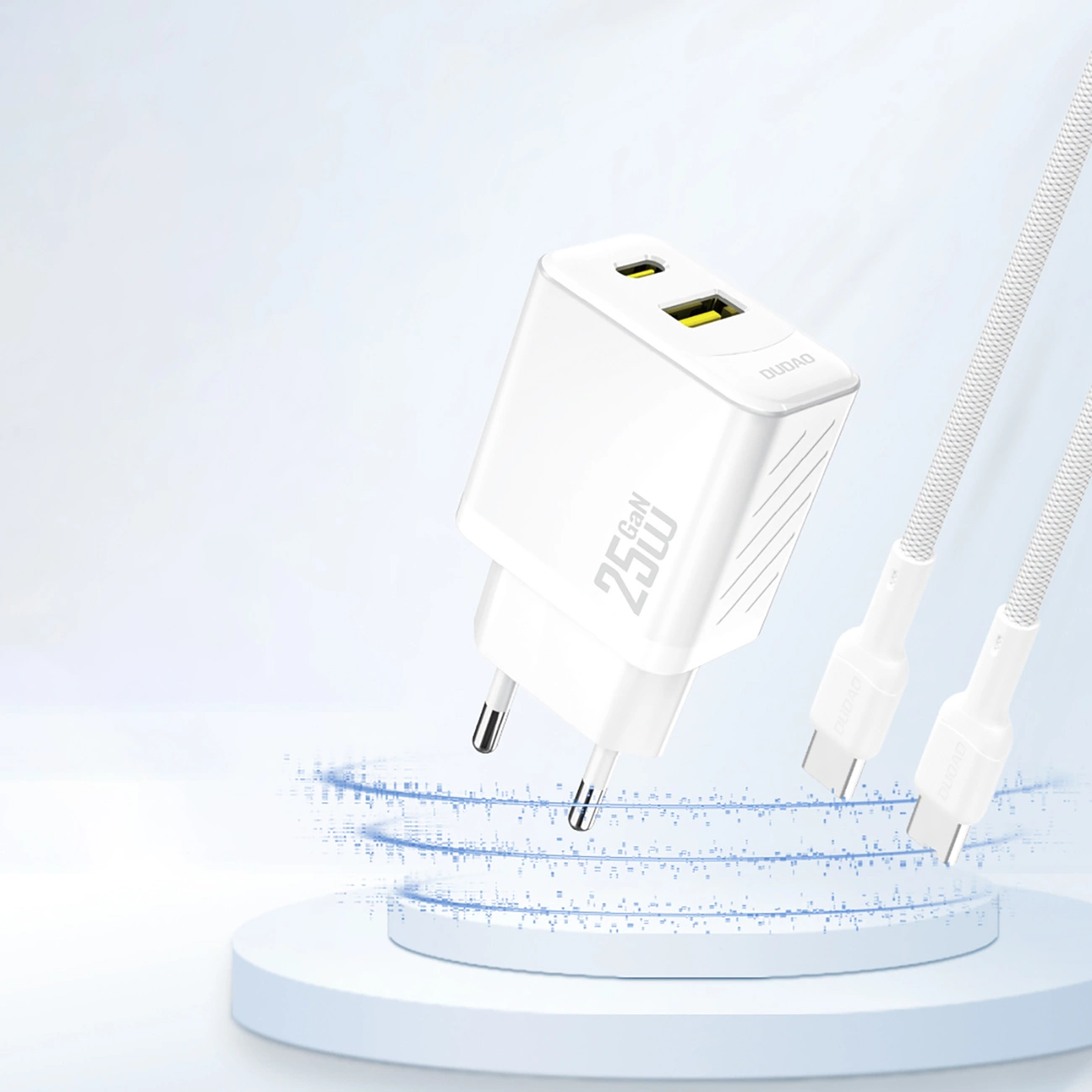 Punjač za mrežu Dudao A26T, 25W, 3A, 1 x USB-A - 1 x USB-C, Beli