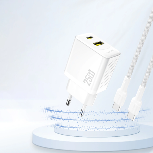 Punjač za mrežu Dudao A26T, 25W, 3A, 1 x USB-A - 1 x USB-C, Beli