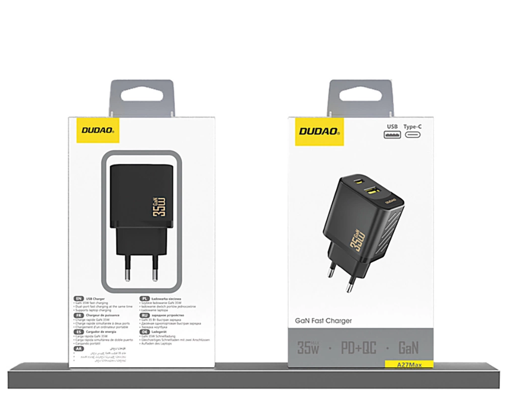Punjač za mrežu Dudao A27 Max, 35W, 1 x USB-A - 1 x USB-C, Crna