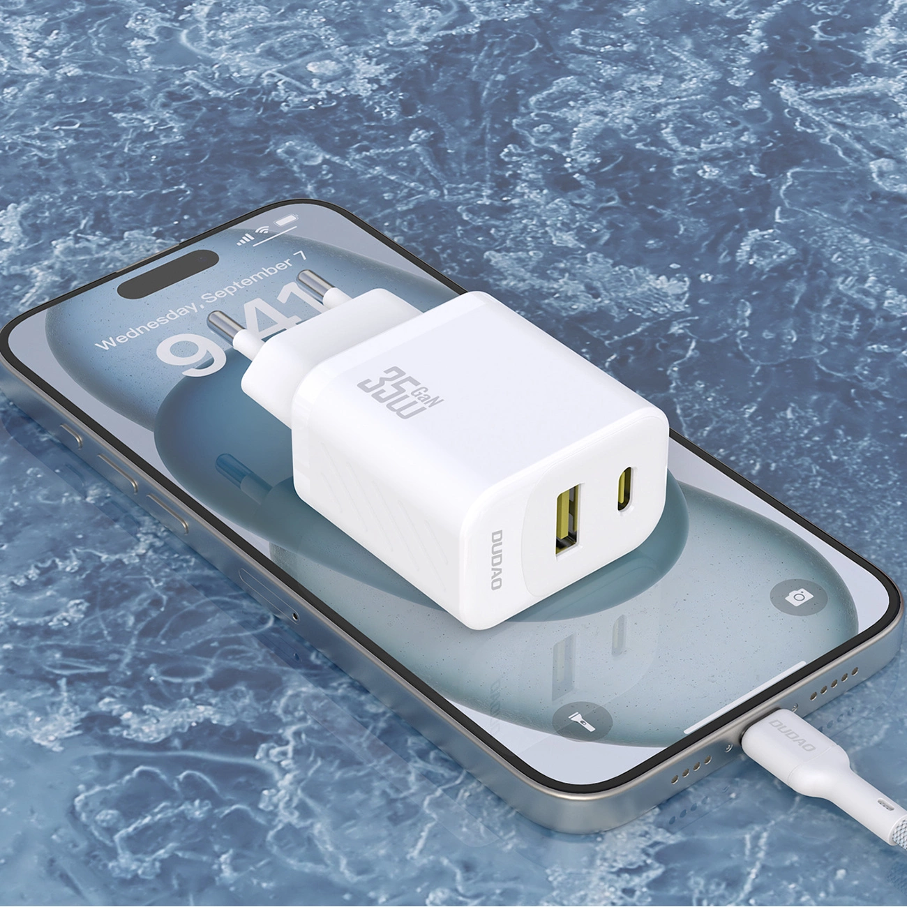 Punjač mreže Dudao A27 Max, 35W, 1 x USB-A - 1 x USB-C, Beli
