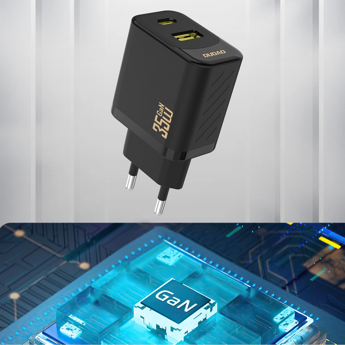 Punjač za mrežu Dudao A27 Max, 35W, 1 x USB-A - 1 x USB-C, Crna