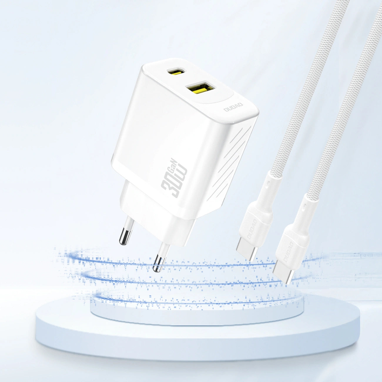Punjač mreže Dudao A27TEU, 30W, 3A, 1 x USB-A - 1 x USB-C, Beli