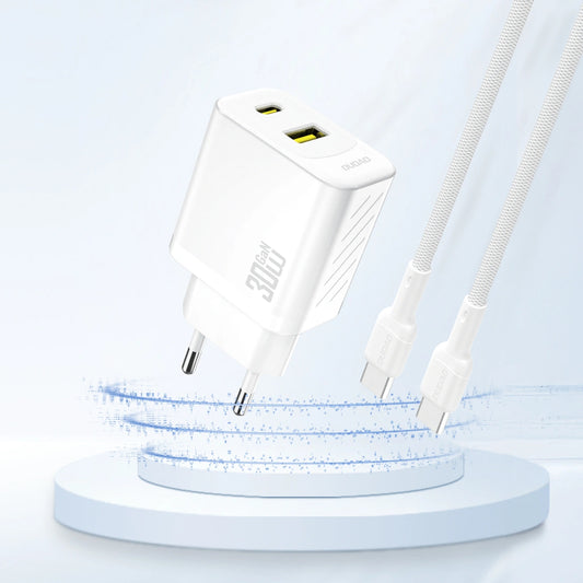 Punjač mreže Dudao A27TEU, 30W, 3A, 1 x USB-A - 1 x USB-C, Beli