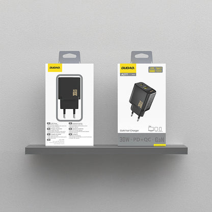 Punjač mreže Dudao A27TEU, 30W, 3A, 1 x USB-A - 1 x USB-C, Crni